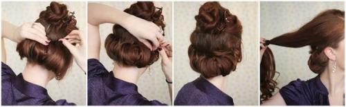 Вечерняя прическа.  1. делимм волосы на 2 части. 02