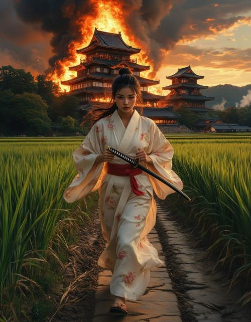 Кейко * поправила амигасу *, и вздохнув, неспешно продолжила свой путь среди бесконечных квадратов рисовых полей. 05