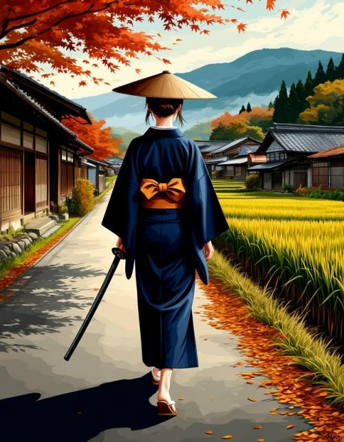 Кейко * поправила амигасу *, и вздохнув, неспешно продолжила свой путь среди бесконечных квадратов рисовых полей. 08