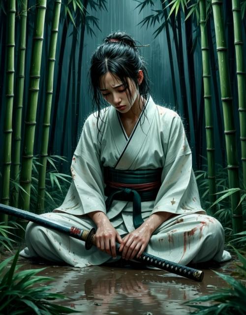 Кейко * поправила амигасу *, и вздохнув, неспешно продолжила свой путь среди бесконечных квадратов рисовых полей. 06