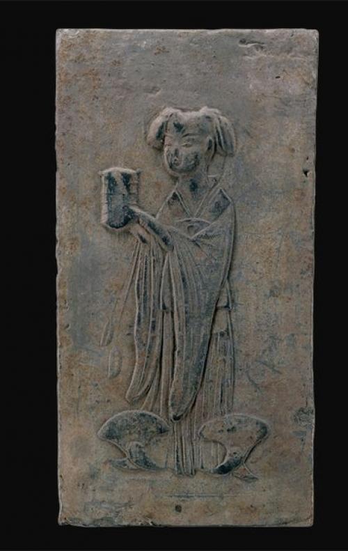 Китайские реликвии южных династий: Служанка, Держащая Кадильницу, портретный кирпич, коллекция музея чанчжоу. 04