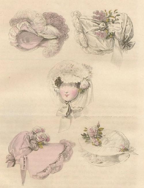 Шляпки эпохи романтизма были под стать названию периода - большие, широкополые, украшенные перьями, лентами и бантами. 02