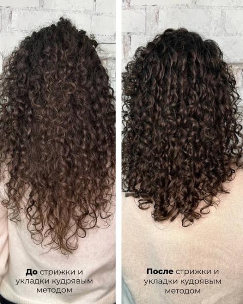 Как могут выглядеть кудри до и после правильной стрижки и ухода смотрите наглядный пример в карусели. 02