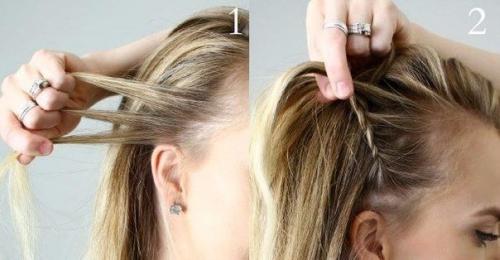 Повседневная прическа.  Ободок - коса! 01