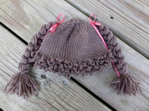 Шапка с косичками для девочки. 02 Шапка с косичками для девочки. 02
